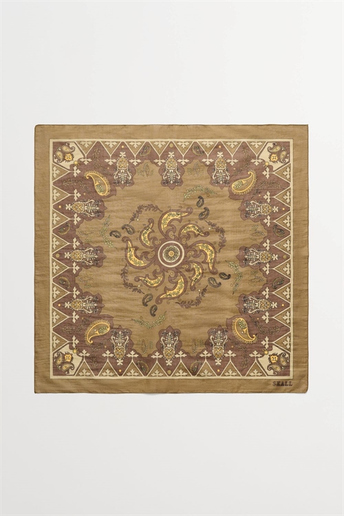 SKALL STUDIO PIPPA SCARF KHAKI PAISLEY PRINT
